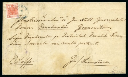 AUSTRIA ROMANIA 1850 LUGOS 3.6.1850 3rd day of issue 1850 cover