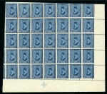 1927-37 Second Portrait Royal oblique perforation 50m mint nh block of 35 and 2m block of 28