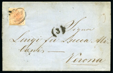 Stamp of Austria » 1850 Issue AUSTRIA 1850 LAGO DI GARDA SHIPMAIL : IMP.REG.VAPORI on cover