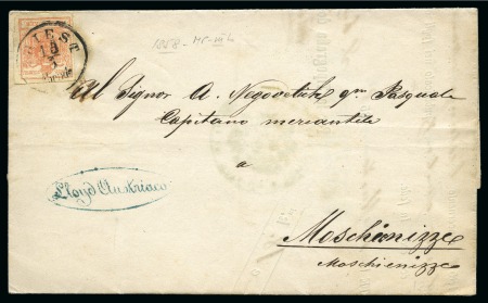 Stamp of Austria » Ship Mail AUSTRIA 1850 MARITIME MAIL : Lot with Lloyd Austriaco, Via di Mare, C.V.DA TRIESTE, COL LLOYD DA TRIESTE, TRIESTE COL VAPORE