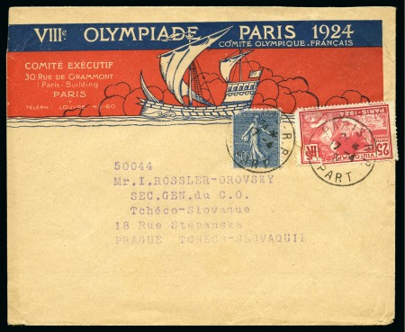 Stamp of Olympics » 1924 Paris » Covers and Cancellations 1924 Paris Organising Committee envelope 