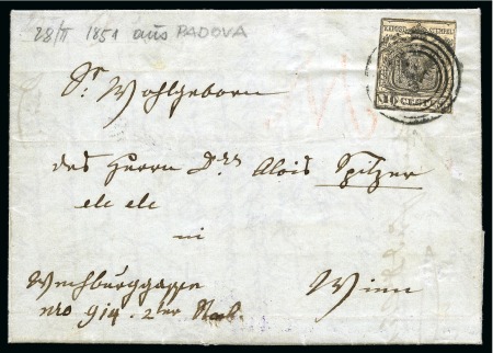 Stamp of Austria » 1850 Issue LOMBARDO VENETO USED IN AUSTRIA 1851 10C black with mute Vienna pmk