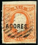 1868 80r orange and 100r lilac, used, fine