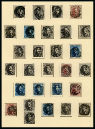 Stamp of Belgium » Collections 1849-83, Collection d'oblitérations montée sur 107 pages allant des émissions Epaulettes à l'émission de 1869, ensemble TB