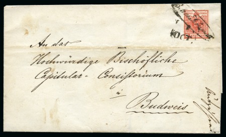 AUSTRIA BOHEMIA prephilatelic cancel Boehm.Krumau on 3kr cover 1850