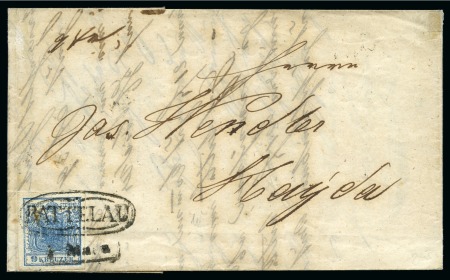 Stamp of Austria » 1850 Issue AUSTRIA MORAVIA prephilatelic cancel Battelau on 9kr cover 1851
