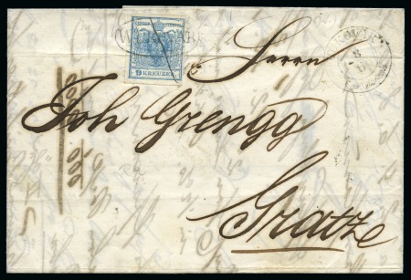 Stamp of Austria » 1850 Issue AUSTRIA CROATIA SLAVONIA Folded lettersheet WUKOVAR oval prephilatelic pmk