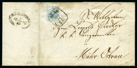 Stamp of Austria » 1850 Issue AUSTRIA 1850 BOHEMIA Cover 9Kr PAPERFOLD + plate error