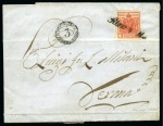 Stamp of Austria » 1850 Issue 1851-1853 AUSTRIA 3kr HP with RIBBED PAPER - 2 covers Riva and Vienna