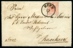 1855 GRAVUR TYPES :  2 folded lettersheets and 1 envelope with diff. gravur - types