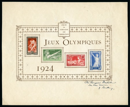 Stamp of Olympics » 1924 Paris » Essays and Proofs 1924 Paris Olympics set on imperf. deluxe proof
