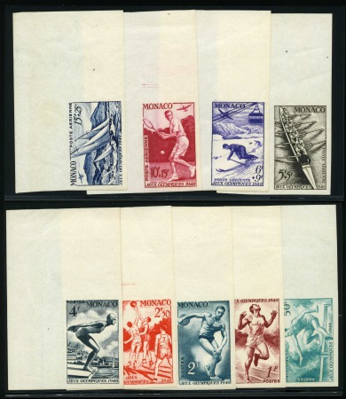 Stamp of Olympics » 1948 London Monaco: 1948 Olympics set of 9 mnh imperf. corner marginals