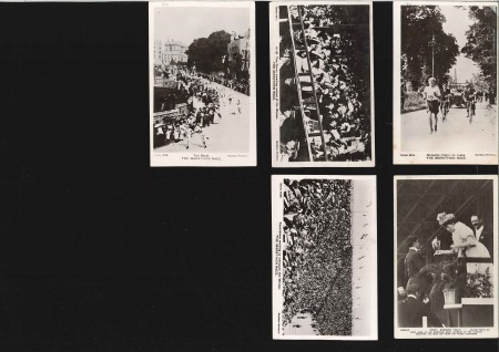 1908 London. 5 different picture postcards of the famous MARATHON race, two featuring Pietri Dorando