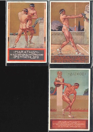 Stamp of Olympics » 1912-1916 Intervening Championships 1912 6th Sokol meeting in Prague. Three postcards