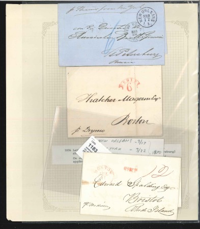 1824-70 Group of 3 stampless covers; 1824 cover fr