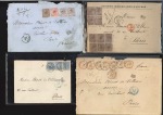 Stamp of Belgium 1867-1881, Group of 13 covers, mostly a recently discovered archive to Paris, showing scarce massive frankings, noted 2F70 rate to Paris with 1865 1F 