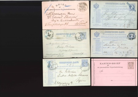 Stamp of Austria » Austria Collections and Lots  1882-1919 Lot of pneumatic mail Praha and Vienna postal stationery