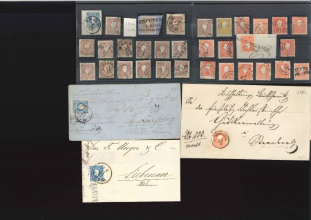 Stamp of Austria » 1858 Issue 1858-1859 Group of covers and adhesives