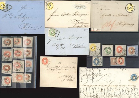 Stamp of Austria » 1860 Issue 1860-1861 Issue  Group of covers, adhesives, fragments, postmarks
