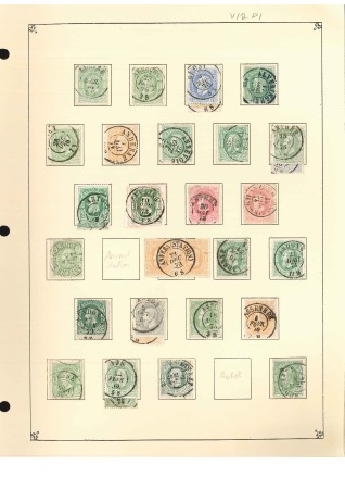 Stamp of Belgium » Belgique. 1869-83 Nouveaux types et nouvelles valeurs (COB 26-37) Collection d'oblitérations sur 64 pages d'albums, doubles cercles et simples cercles, bel ensemble