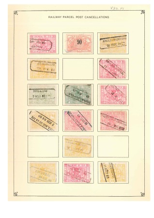Stamp of Belgium » Collections 1884-1920, Collection de timbres de Chemin de Fer montée sur 109 pages d'album, bel éventail d'oblitérations de différents types