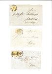 1850 - 1856  AUSTRIA PRINTED MATTER FRANKINGS with 1Kr in diff. shades & types