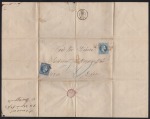 1873 Letter to Sira with 10c blue tied by two stri