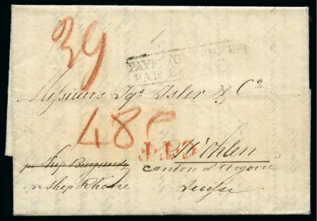 Stamp of United States USA 1837 New York cover to Wohlen (CH) via Le Havre