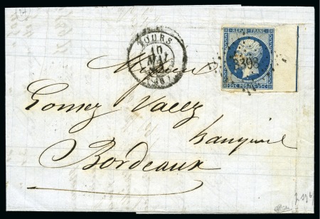 1852 25c Présidence avec filet d'encadrement sur bord de feuille