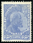 Liechtenstein 1912-16  Duke John II cpl.sets chalky & ordinary paper, 1x ultramarine, hinged, 1x used