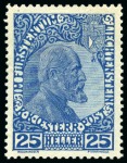 Liechtenstein 1912-16  Duke John II cpl.sets chalky & ordinary paper, 1x ultramarine, hinged, etc., high vlaue lot