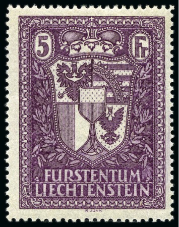 Liechtenstein 1933-1935 High values 2Fr to 5Fr, hinge traces