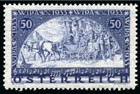 Stamp of Austria AUSTRIA 1933 WIPA stamps ordinary and granite paper 