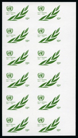 Stamp of United Nations » UNO New York United Nations New York 1970 Peace & Progress 13c IMPERFORATE 5 progressive colour proofs, blks of 12