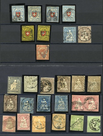 Stamp of Switzerland / Schweiz » Sammlungen SCHWEIZ 1850-1862 Kl. Lot Rayon und Strubel gestplt.