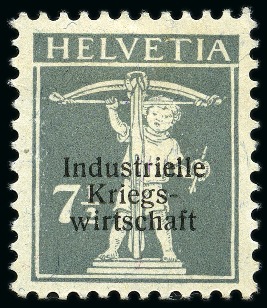 Stamp of Switzerland / Schweiz » Industrielle Kriegswirtschaft SCHWEIZ 1918 Kriegswirtschaft Aufdruck beide Typen, *