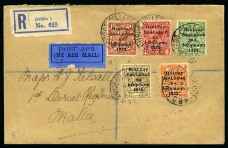 Stamp of Ireland » Airmails 1923 Cover reg. to Malta from Dublin 24.10.23 carried by Handley Page London-Zurich