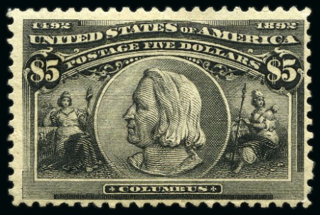 Stamp of United States » 1893 Columbus Issue USA 1893 Columbus 5$ mint hinge traces, reperf.