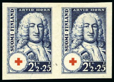 FINLAND 1936 Red Cross in horizontal IMPERFORATE pairs, ungumed