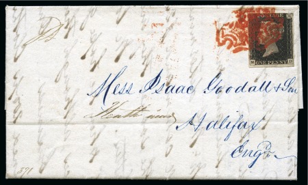 Stamp of Great Britain » 1840 1d Black and 1d Red plates 1a to 11 GB Penny Black on cover from the USA