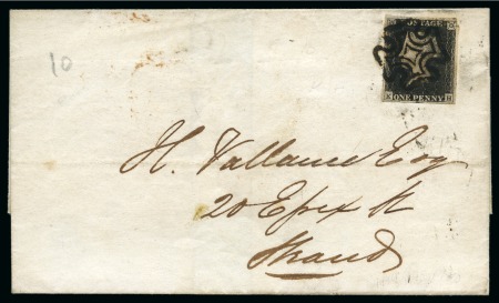 1841 Wrapper sent within London with 1840 1d black pl.10 KH