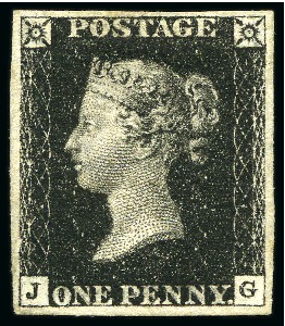 Stamp of Great Britain » 1840 1d Black and 1d Red plates 1a to 11 1840 1d Black pl.6 JG mint with part og