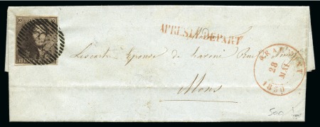 1849 10C Brown with variety "vertical line at left