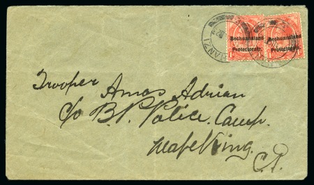 POSTAL FISCALS: 1921 1d scarlet fiscals on cover