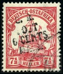 Stamp of Tanganyika » Mafia Island British Occupation » 1915 (May) "G.R. - POST - 6 CENTS - MAFIA" Type 2 Overprints 1915 (May) 6c on 7 1/2h carmine, overprinted in black