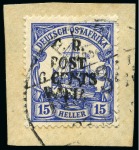Stamp of Tanganyika » Mafia Island British Occupation » 1915 (May) "G.R. - POST - 6 CENTS - MAFIA" Type 2 Overprints 1915 (May) 6c on 15h ultramarine, overprinted in black