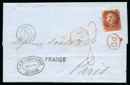 Stamp of Great Britain » 1854-70 Perforated Line Engraved 1855-64, Group of 4 covers incl. redirected, spoon cancel, going abroad, etc