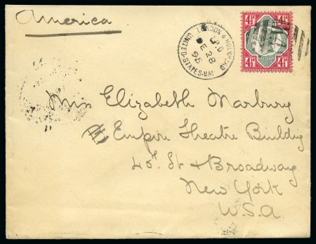 Stamp of Great Britain » 1855-1900 Surface Printed 1895 Envelope with "K48" numeral and TPO "London & Holyhead / United States Mail" cds