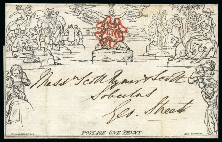 1840 Smith's Envelope Advertiser No.II p.2 inside a 1d Mulready wrapper