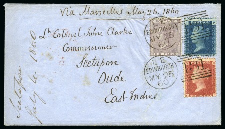 Stamp of Great Britain » 1855-1900 Surface Printed 1860 (May 25) Envelope from Edinburgh to India